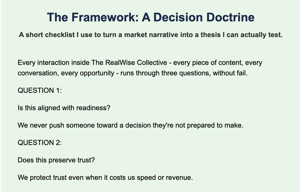 Field Notes excerpt — The Framework: A Decision Doctrine